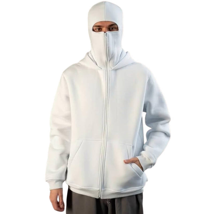 Felpa invernale balaclava unisex, con cerniera e copriviso per massima protezione e comfort. Moda sportiva.