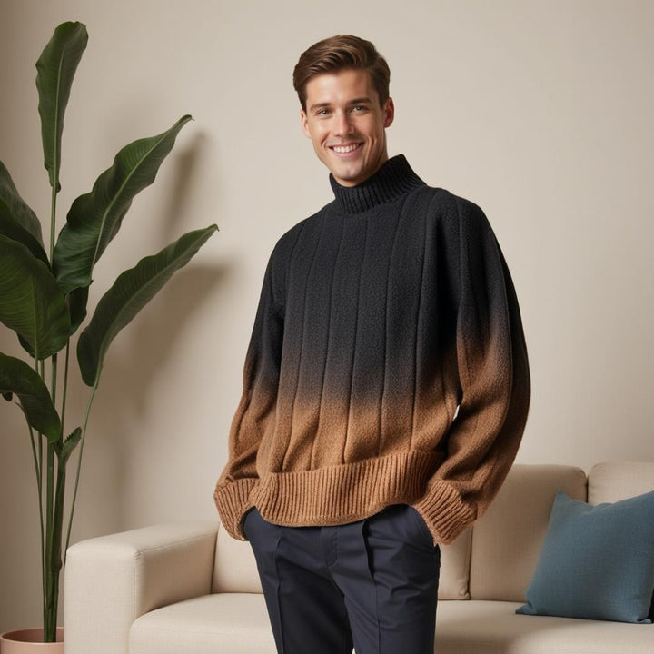 Maglione uomo sfumato moderno, vestibilità comoda, perfetto per un look casual-elegante autunnale/invernale.