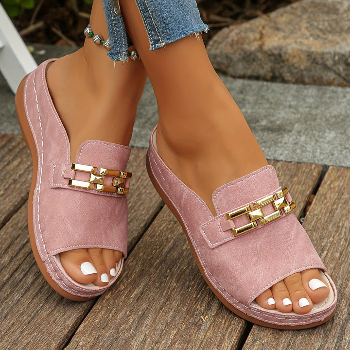 Sandali donna rosa chic, calzature estive eleganti e comode per la moda primavera.