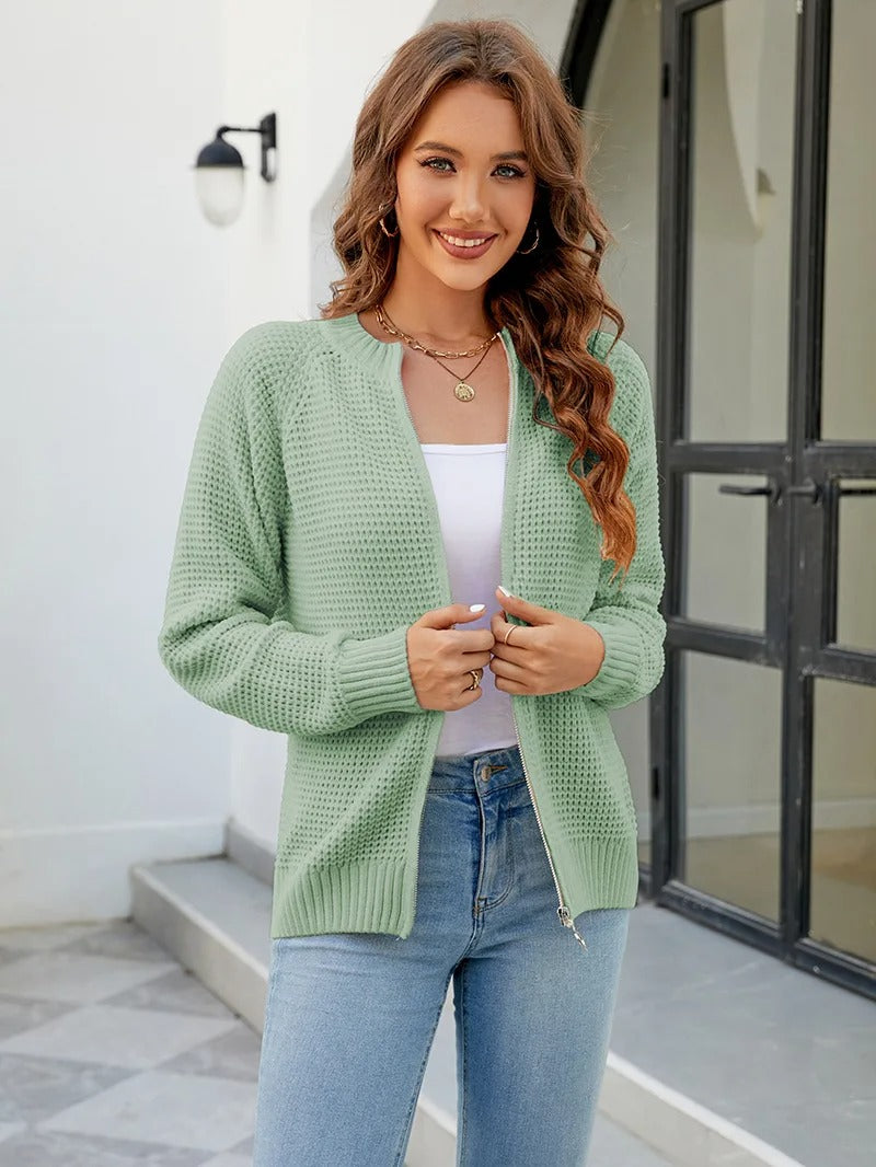 Cardigan con zip da donna, maglione comodo ed elegante, versatile per ogni occasione.