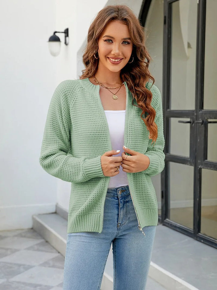 Cardigan con zip da donna, maglione comodo ed elegante, versatile per ogni occasione.