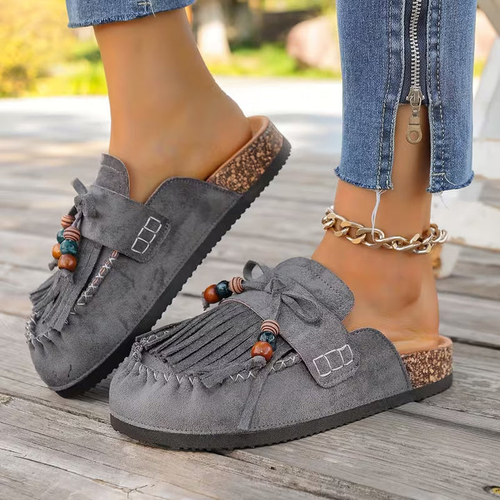 Sandali donna con nappe stile boho, calzature comode e casual per l'estate quotidiana.