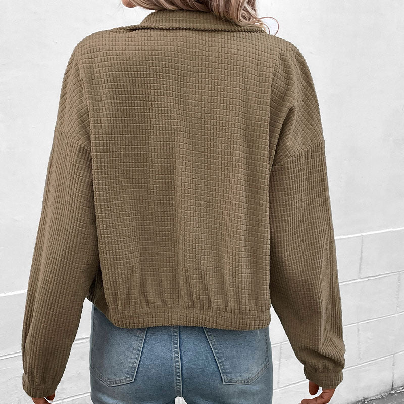Giacca donna marrone in velluto a coste, stile casual e confortevole per l'eleganza quotidiana.