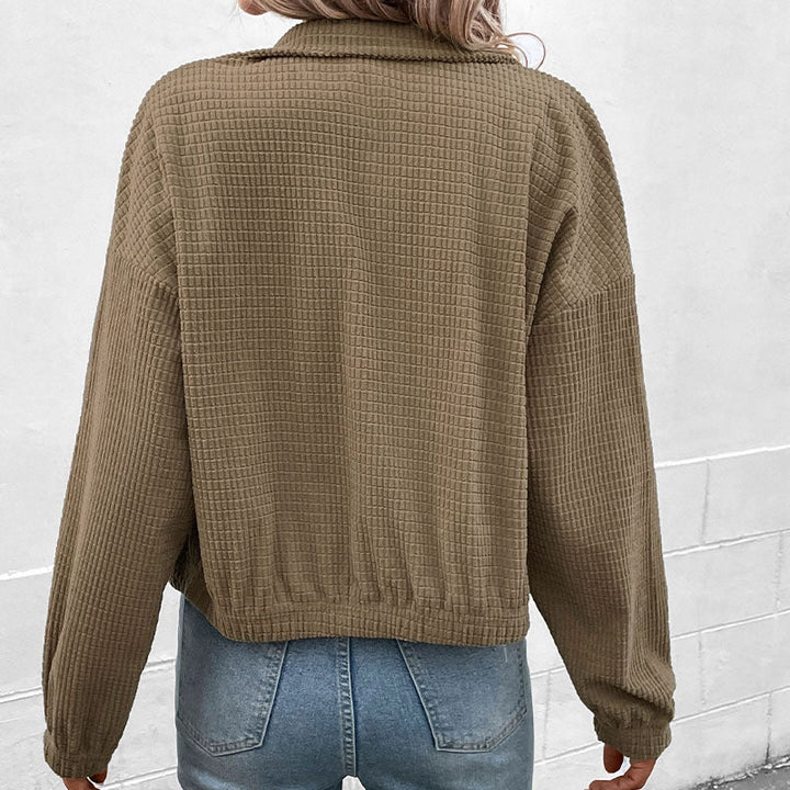 Giacca donna marrone in velluto a coste, stile casual e confortevole per l'eleganza quotidiana.