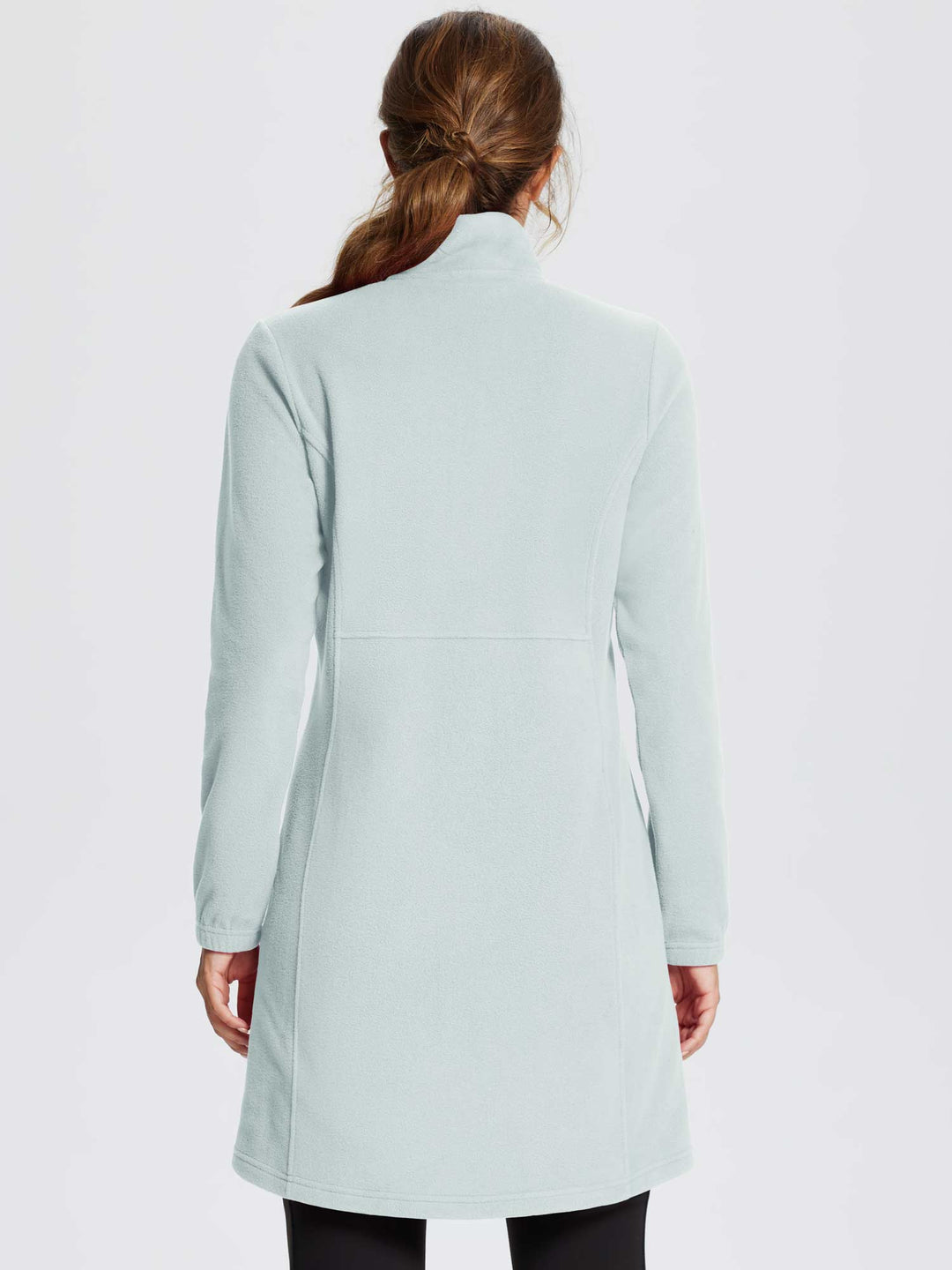 Abito midi donna per autunno/inverno. Collo alto, mezza zip e tasca. Perfetto per un look casual.
