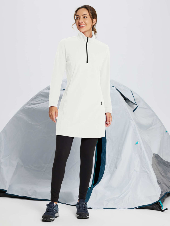 Abito donna casual invernale. Tunica con collo alto, mezza zip e tasca comoda. Ideale per il quotidiano.