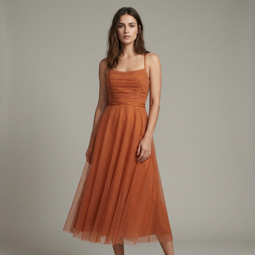 Elegante abito midi donna, perfetto per cerimonie autunnali e invitata matrimonio. Moda donna.