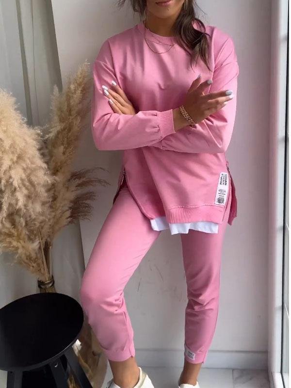 Tuta donna casual in misto cotone e poliestere, completo da salotto morbido per un comfort supremo.