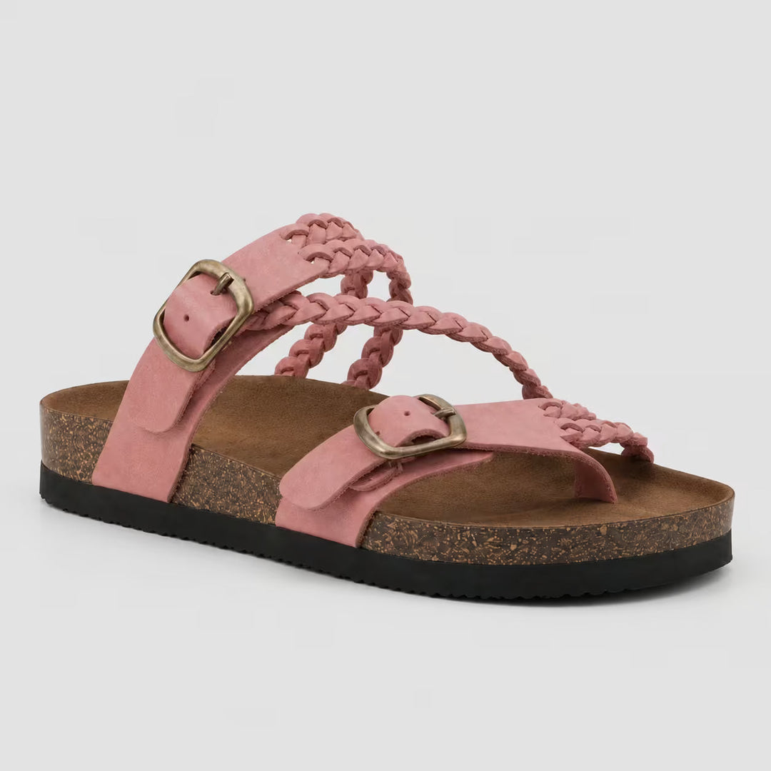 Sandali donna grigi con plantare anatomico, stile casual. Doppia fibbia per massima vestibilità.