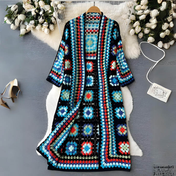 Cardigan donna colorato oversize in stile kimono, ideale per un look casual e comodo.