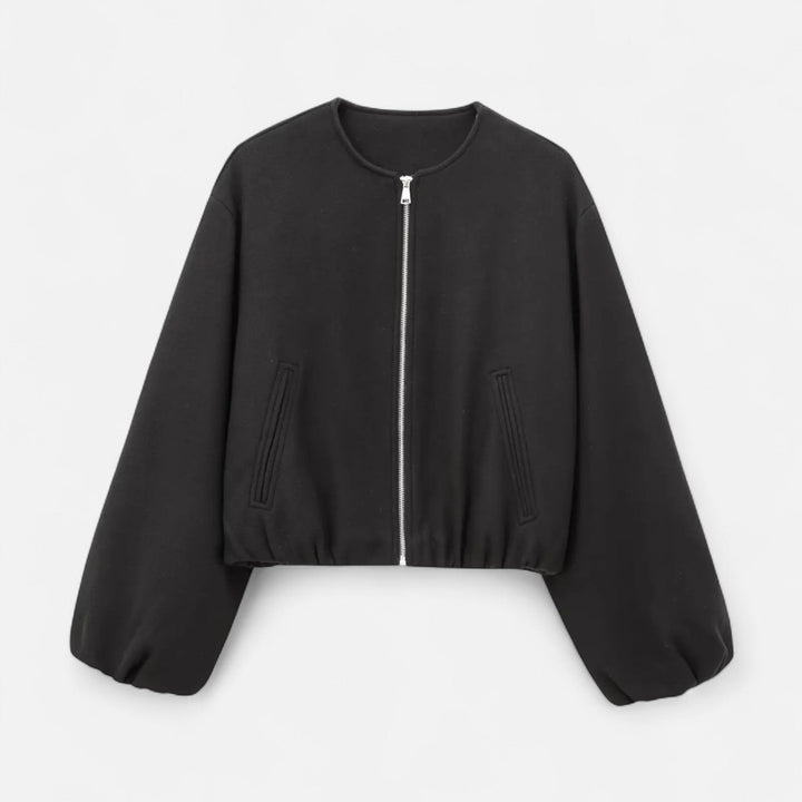 Giubbotto zip donna, blouson retrò perfetto per la primavera. Capospalla femminile casual chic.