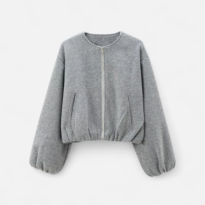 Bomber donna casual chic, giacca blouson con zip per un look retrò e moda primavera.