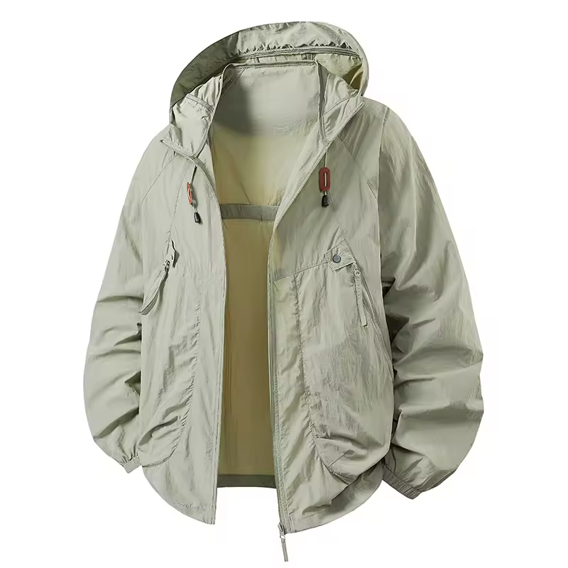 Giacca con cappuccio uomo, tessuti innovativi per il massimo comfort e leggerezza, pratica.