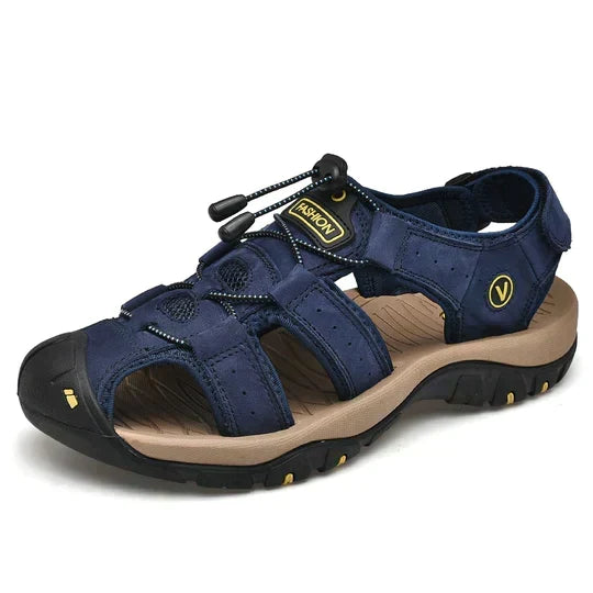Sandali casual da uomo in pelle, con cinturini regolabili e suola antiscivolo. Ottimi per l'estate e moda uomo.