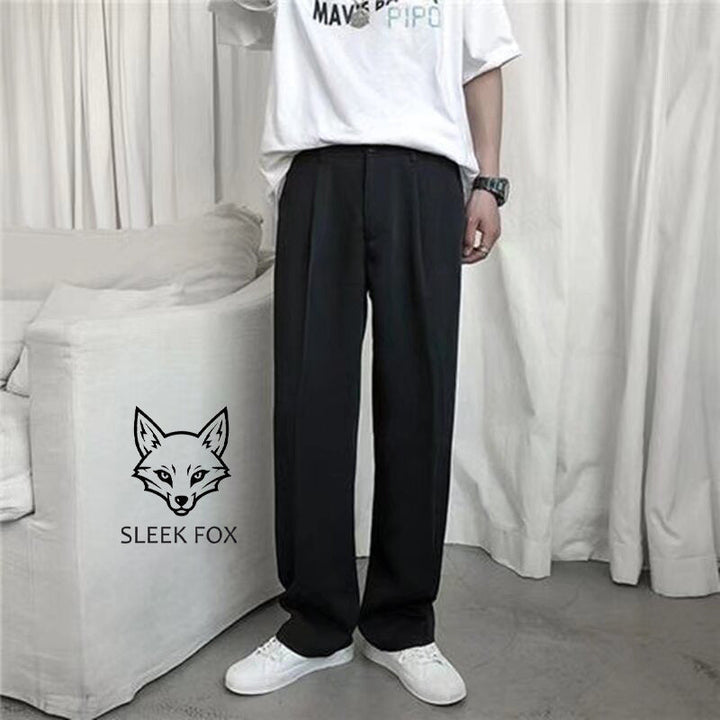 Pantaloni casual uomo neri dritti, perfetti per look autunnali versatili, dalla strada all'ufficio.
