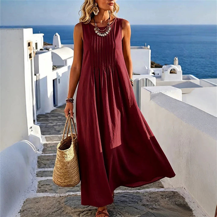 Abito estivo donna versatile, casual chic con scollo rotondo, perfetto per tempo libero e moda femminile.