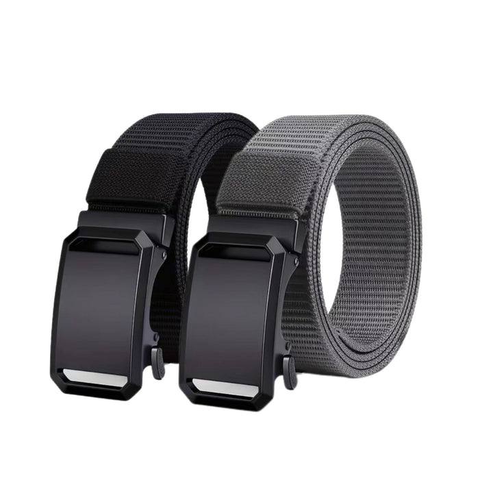Cintura uomo casual in nylon con fibbia automatica senza fori. Robusta, regolabile e moderna.