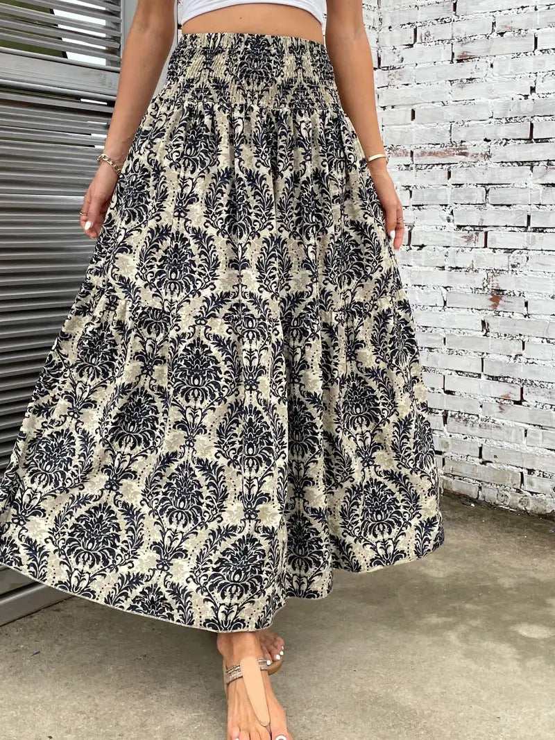 Gonna floreale casual donna, a ruota, perfetta per il tempo libero e look primaverili.