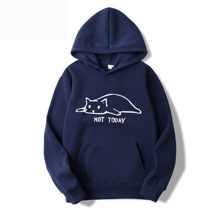 Felpa donna casual con stampa gatto sul petto e lacci incrociati sul collo. Hoodie comoda per tutti i giorni.