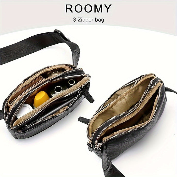Borsa a tracolla unisex leggera, vista frontale. Ideale per viaggi e attività quotidiane all'aperto.