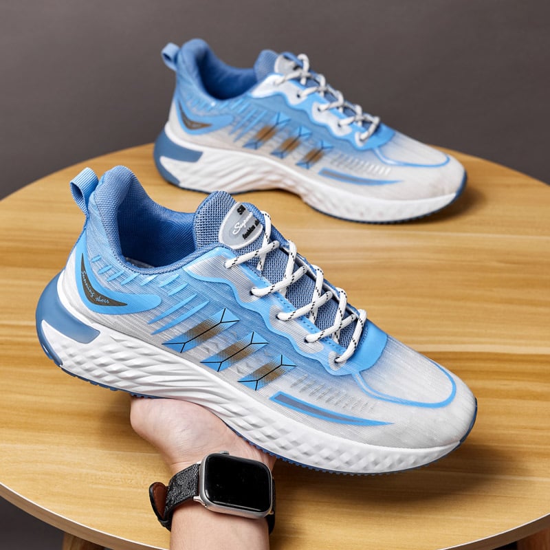 Sneakers uomo sportive turchese con suola spessa. Il comfort incontra lo stile casual per un look impeccabile.
