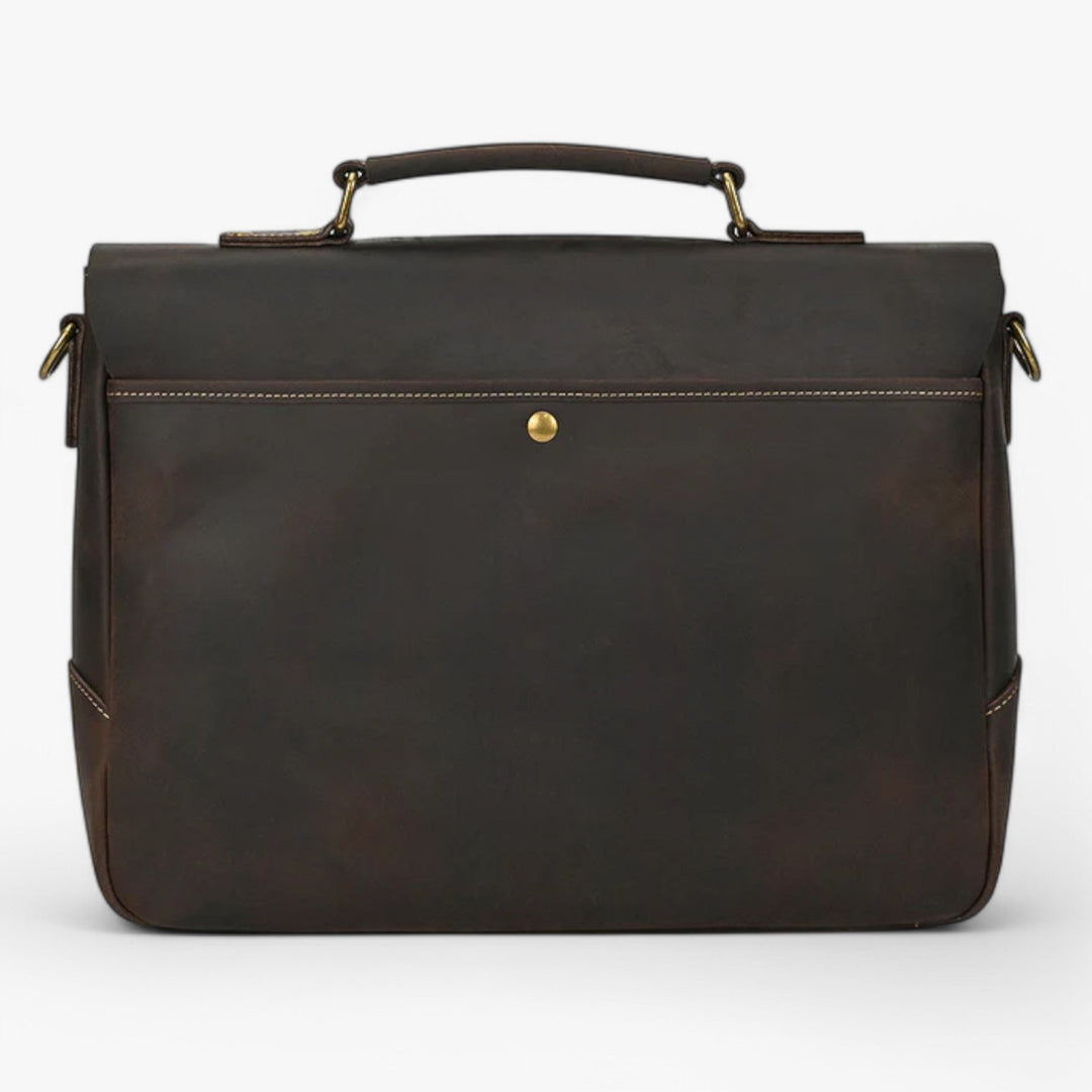 Borsa da ufficio professionale per donna, marrone scuro, portadocumenti e porta laptop, con design elegante.