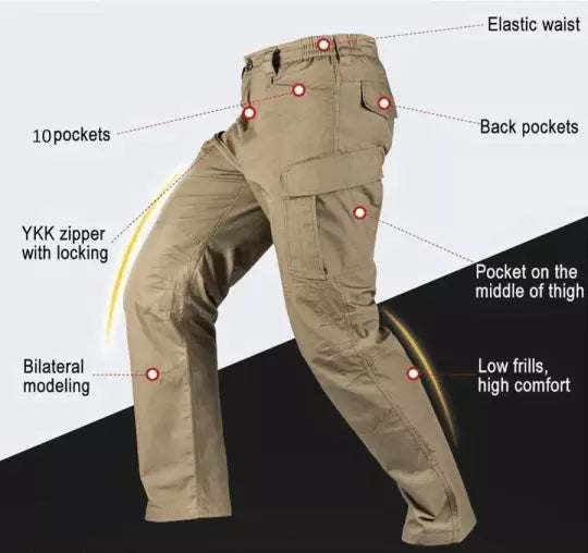 Pantaloni cargo uomo per stile urbano tattico, versatili, resistenti e funzionali.