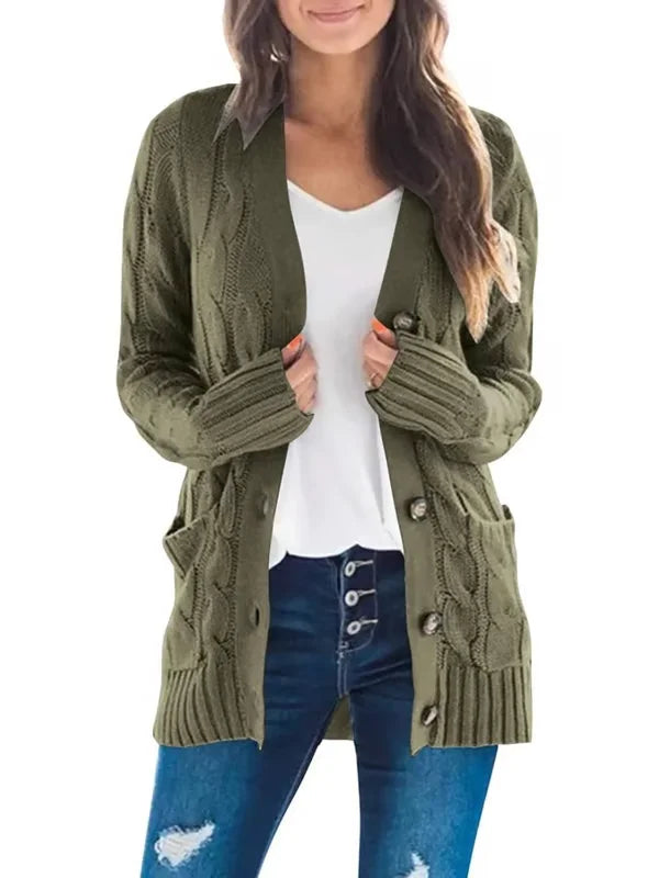 Cardigan donna elegante ma casual, con tasche funzionali. Ideale per un look a strati.