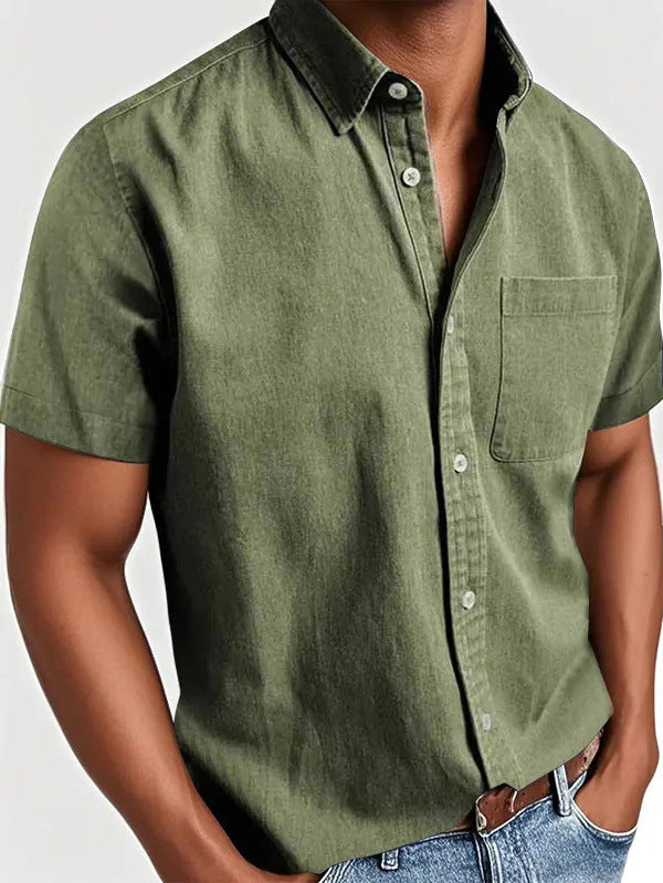 Polo uomo casual con taschino e maniche corte, perfetta per l'abbigliamento quotidiano estivo alla moda.