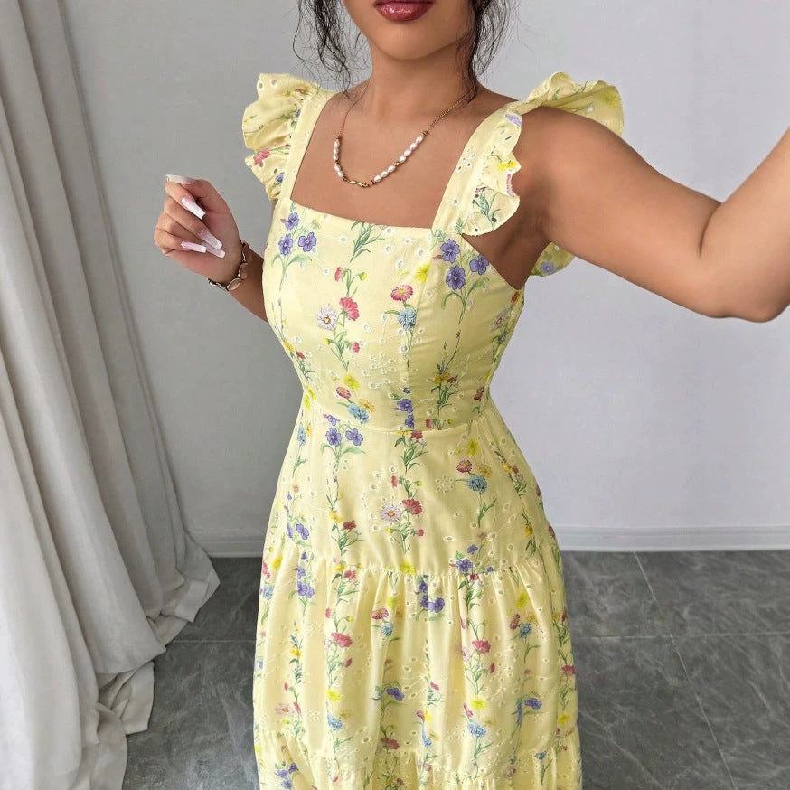 Abito floreale leggero e romantico da donna, stile francese, ideale per un look femminile estivo.
