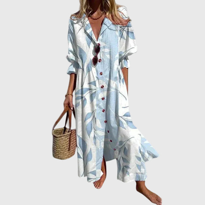 Vestito floreale lungo da donna, stile boho casual comodo, perfetto per ogni occasione.
