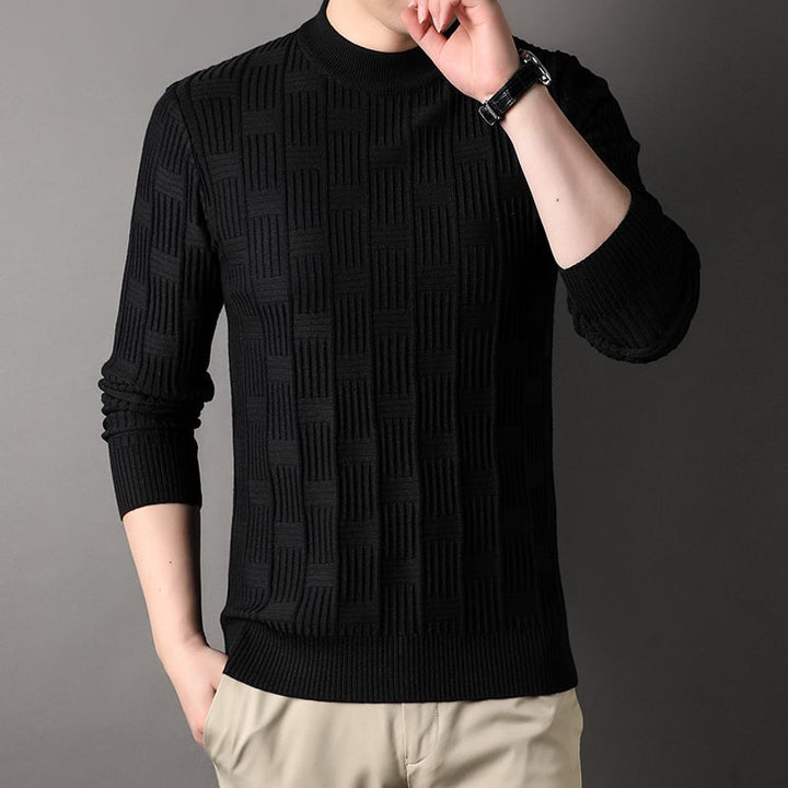 Pullover uomo autunno inverno, maglione a girocollo con fantasia scozzese jacquard, caldo e di moda.