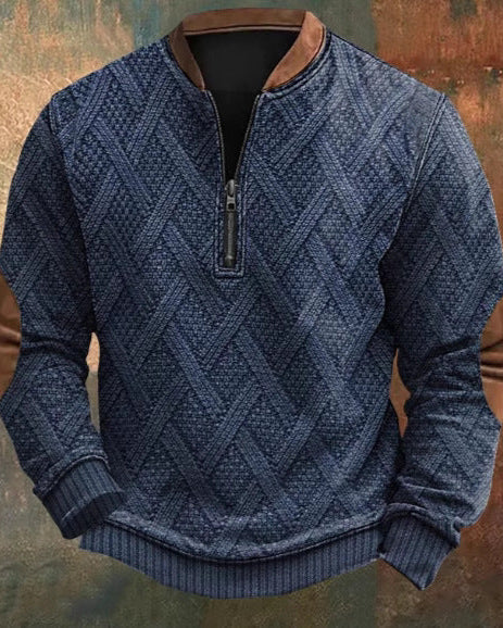 Pullover uomo slim fit a righe, con cappuccio e mezza zip, per un look casual moda autunno/primavera.