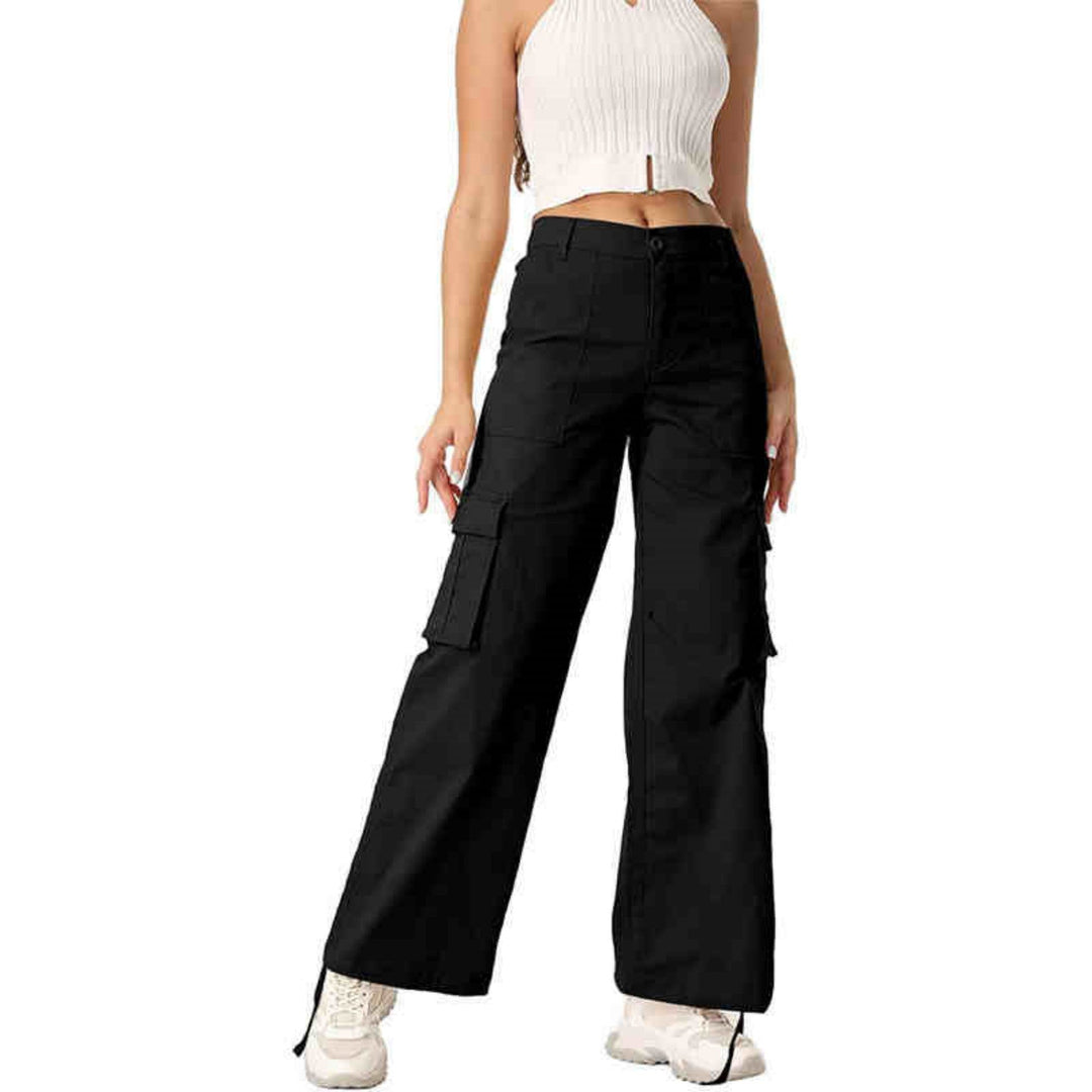 Pantaloni donna casual-eleganti a vita alta e gamba larga. Comodi e alla moda, con pratiche tasche.