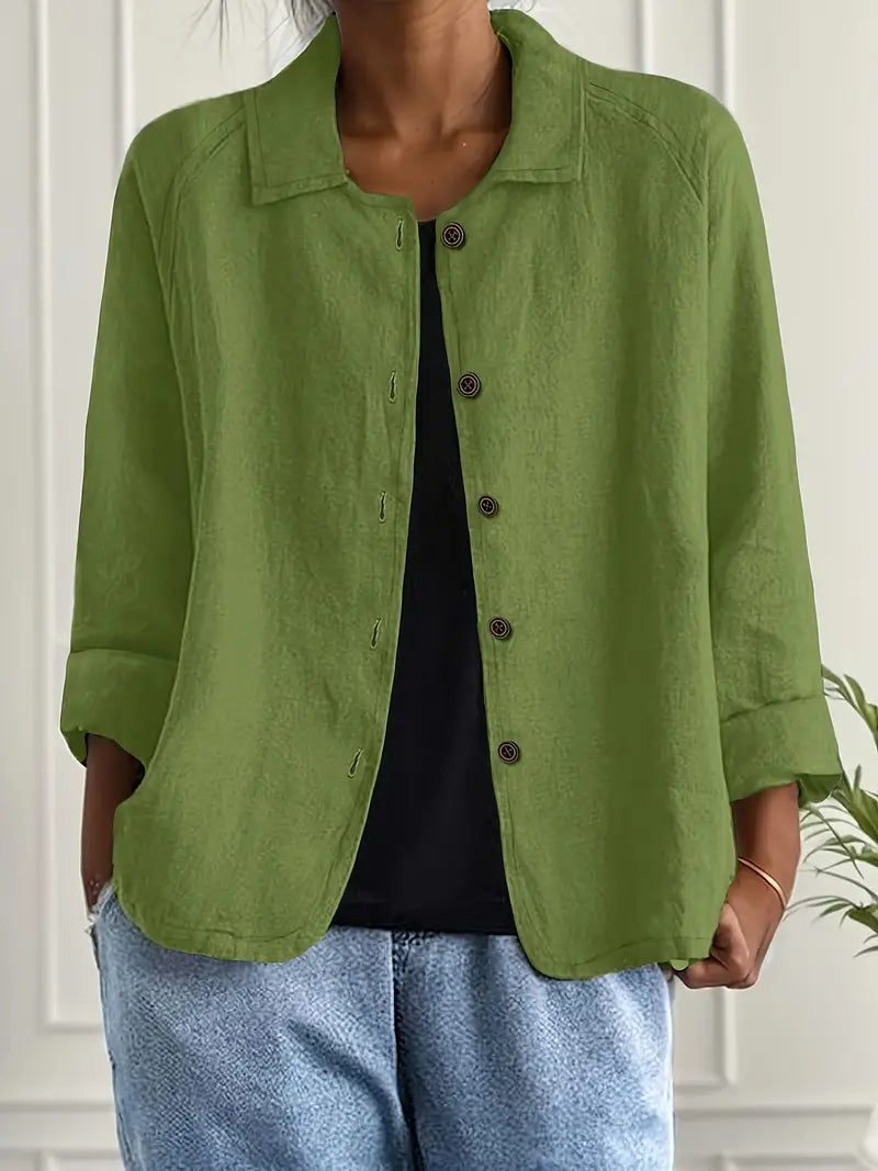 Giacca donna abbottonata, casual elegante, adatta per primavera, estate e autunno. Stile versatile.