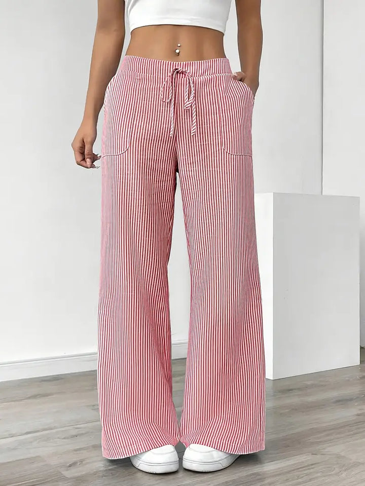 Pantaloni larghi donna a righe, eleganti e comodi per un look estivo versatile.
