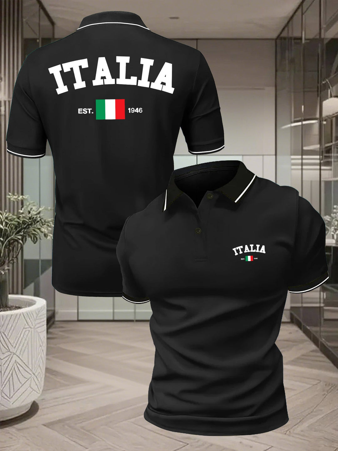 Polo uomo maniche corte italiana, elegante e traspirante per look casual estivi.