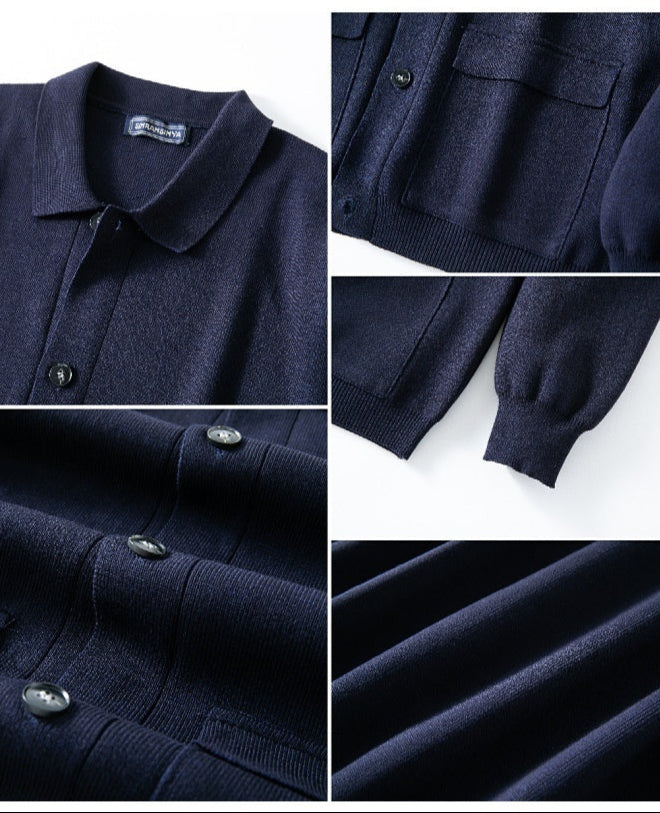 Elegante cardigan da uomo con bottoni, perfetto per un look casual o semi-formale. Stile e comfort uomo.