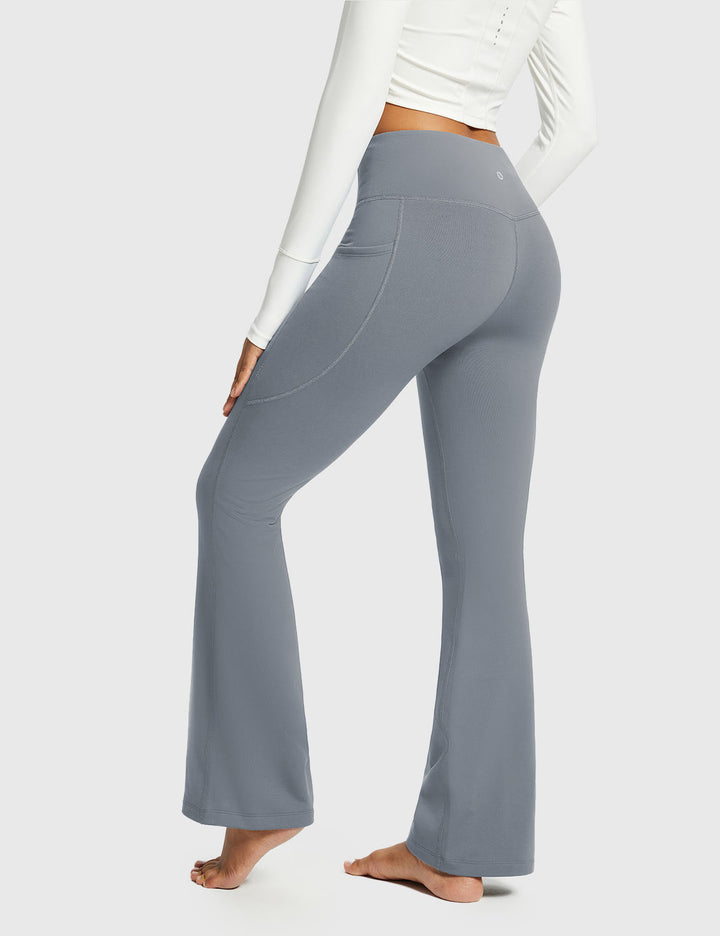 Pantaloni donna invernali svasati a vita alta, caldi e comodi per sport e casual.