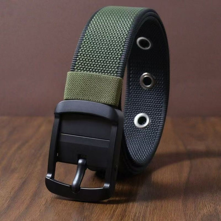 Moderna cintura uomo in nylon con fibbia girevole, design funzionale e alla moda.