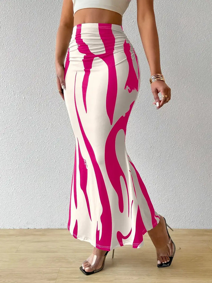 Gonna a tubino donna zebra, taglio slim fit e media lunghezza. Per un outfit elegante e di tendenza. [[lstfy-media:5]]