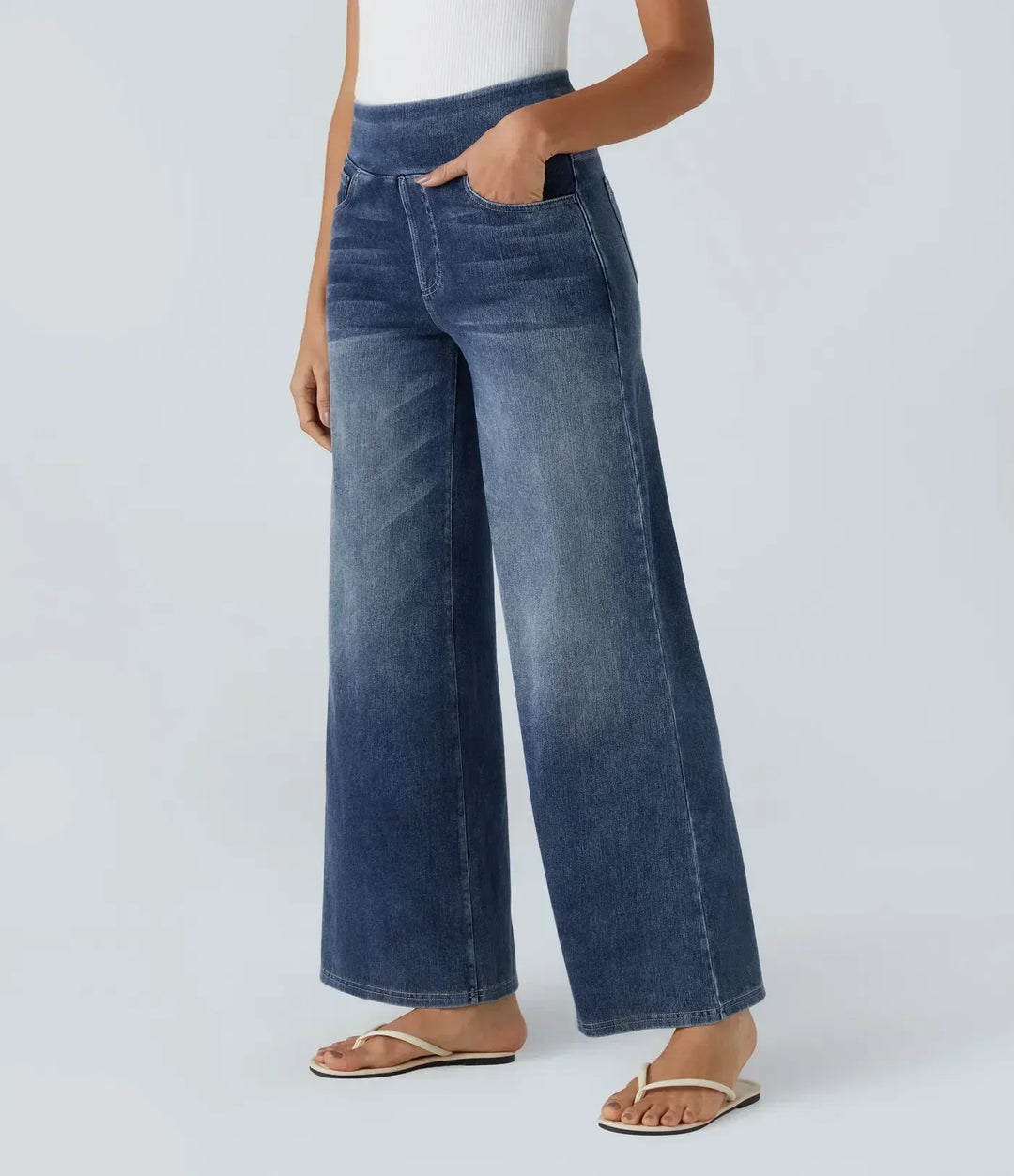 Jeans donna vita alta gamba dritta elasticizzati. Comfort e stile per la moda femminile di oggi.