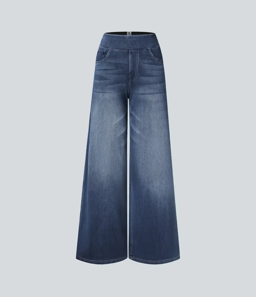 Jeans donna grigio vita alta gamba dritta elasticizzati. Abbigliamento versatile per ogni giorno.