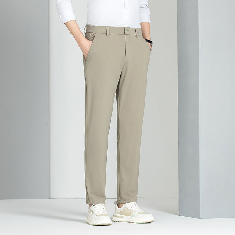 Pantaloni uomo eleganti elasticizzati, comodi e versatili, perfetti per la primavera e lo stile casual.