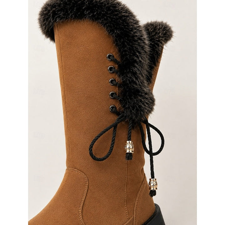 Stivali da donna caldi per l'inverno, con rivestimento in pelliccia sintetica e suola antiscivolo.