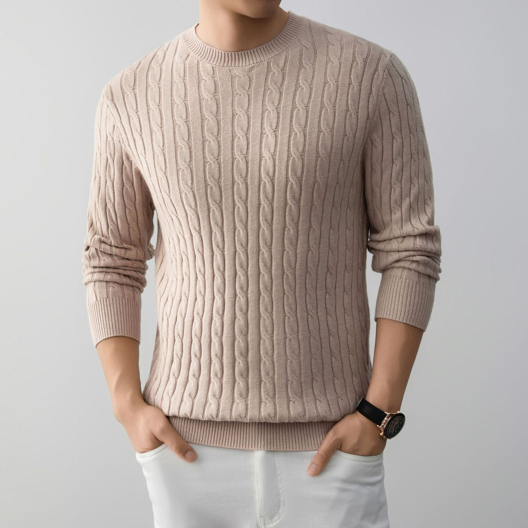 Maglione uomo oversize jacquard a maniche lunghe, stile casual elegante e moderno.