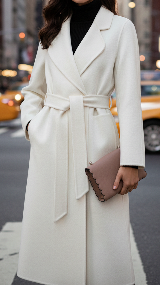 Cappotto invernale donna classico con cintura, per un look elegante e alla moda.