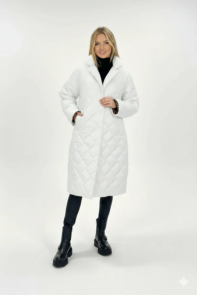 Giacca invernale donna, reversibile ed elegante, ideale per outfit casual o formali, massima versatilità.