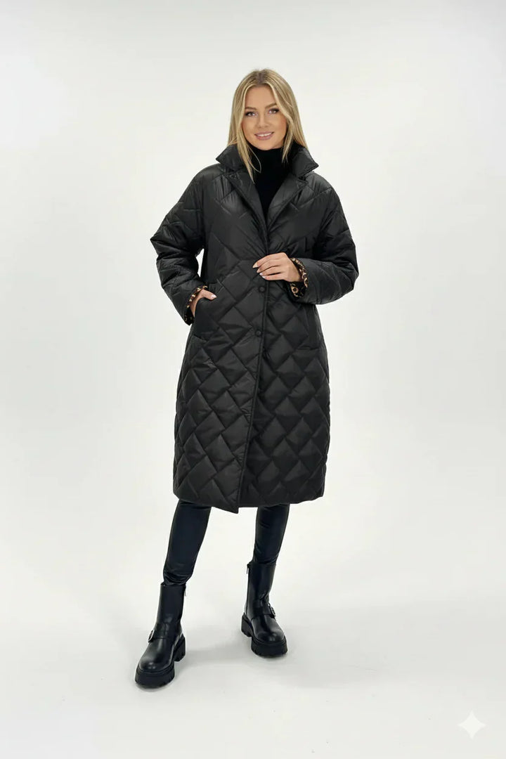 Giacca invernale donna reversibile, calda e confortevole per un outfit quotidiano elegante o casual.