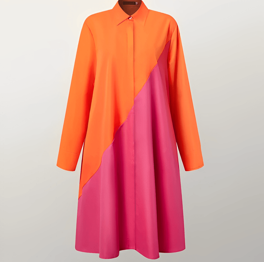 Shirtdress donna di tendenza con colletto risvoltato, un abito versatile per un look casual elegante primavera estate.